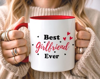 Caneca "Melhor Namorada do Mundo", Caneca Divertida para Namorada, Presente Romântico Fofo para Ela, Caneca de Aniversário, Presente de Dia dos Namorados, Presente para Ela