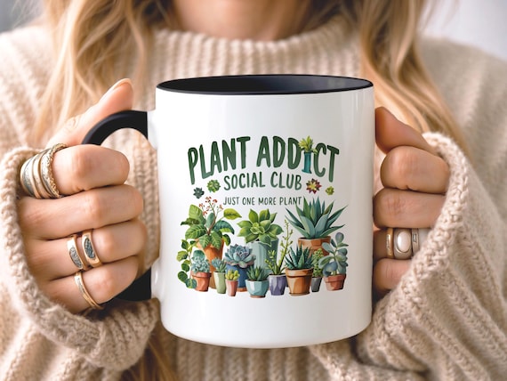 Plant Addict Social Club Mug, Just One More Plant Coffee Mug, House Plant Lover Gift, Gardener Gift, Plant Lover Mug, Gift for Her Him
