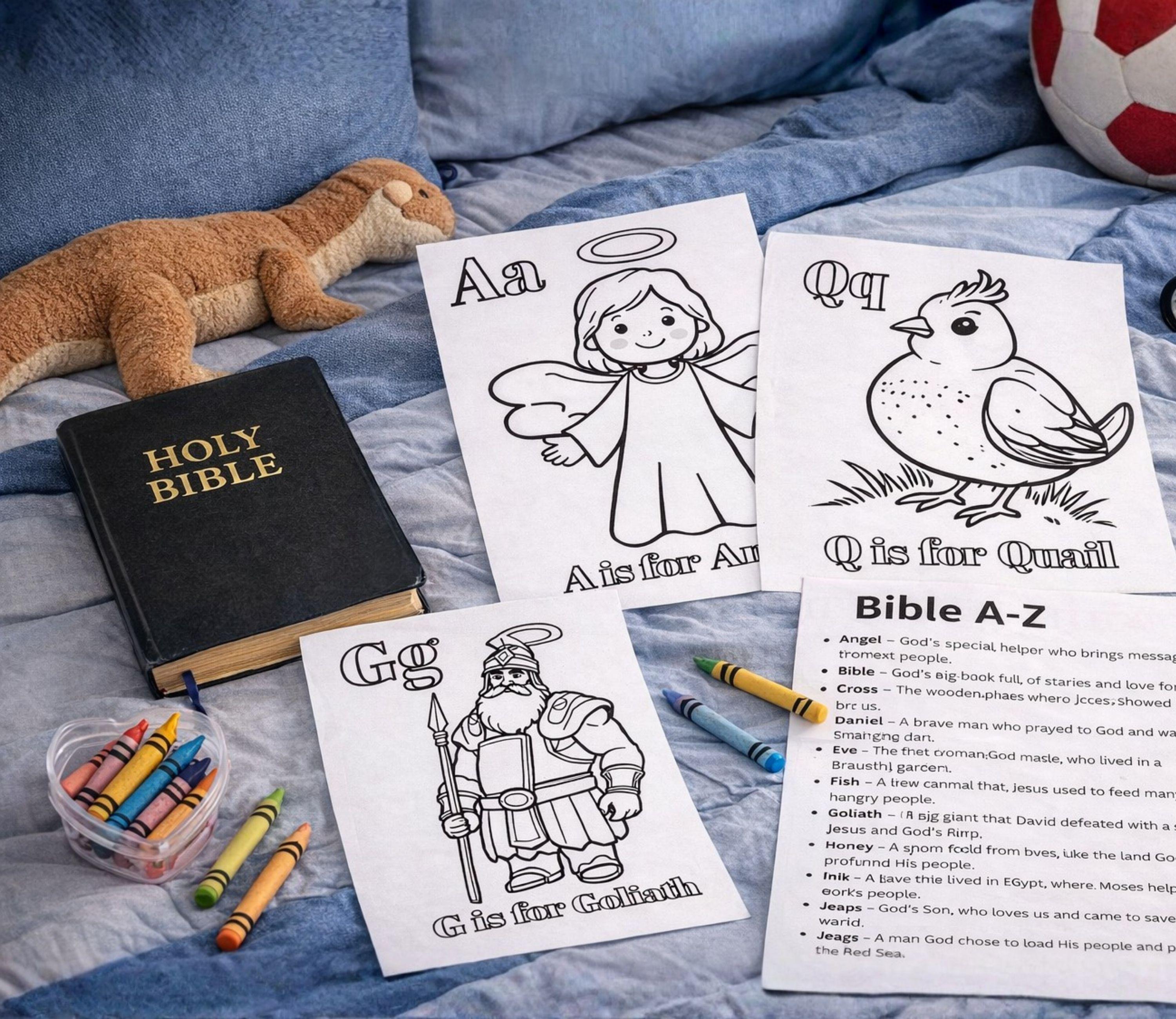 Bible A-Z Coloring Pages for Kids – Christian Alphabet (printable PDF ...