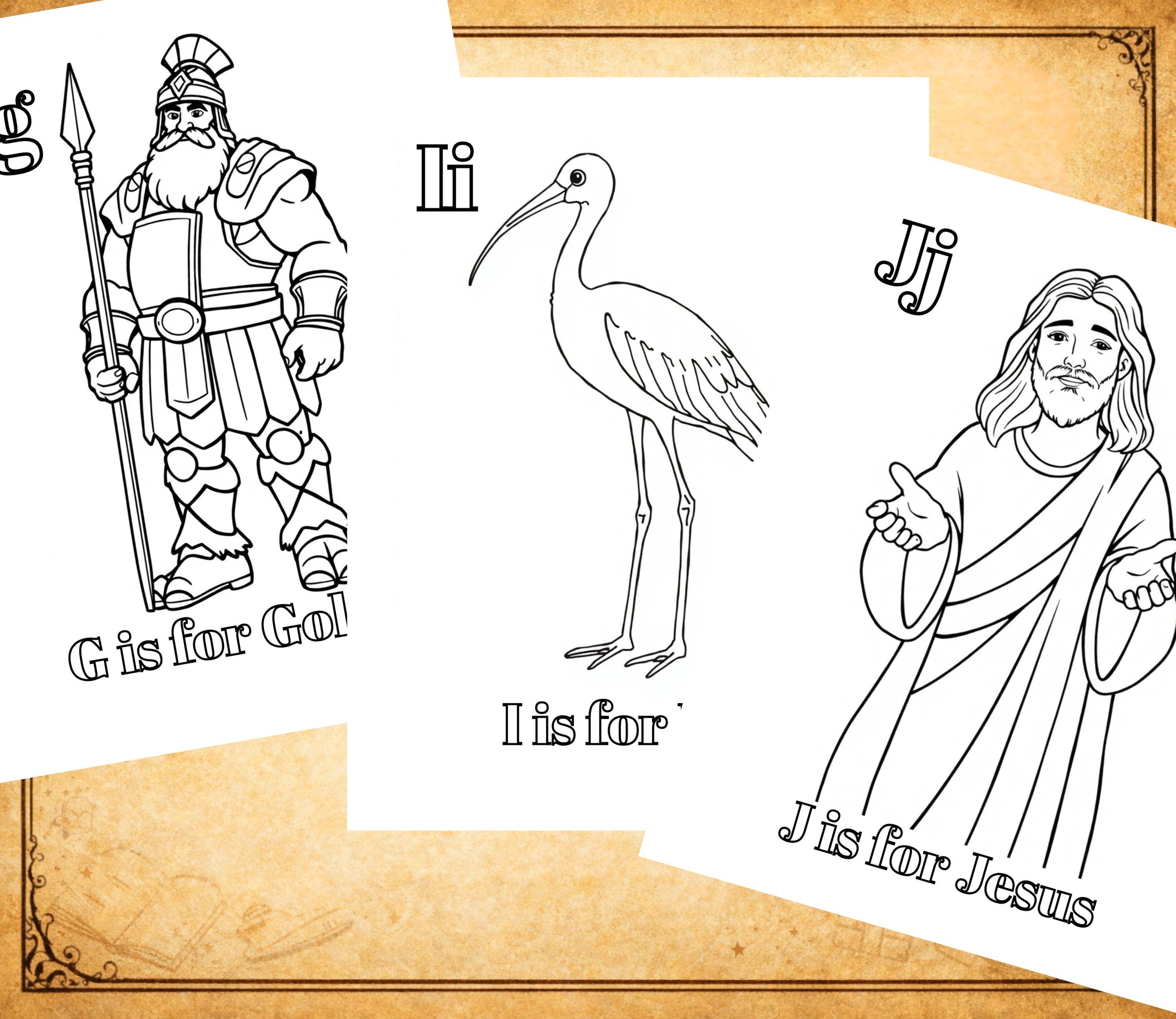 Bible A-Z Coloring Pages for Kids – Christian Alphabet (printable PDF ...