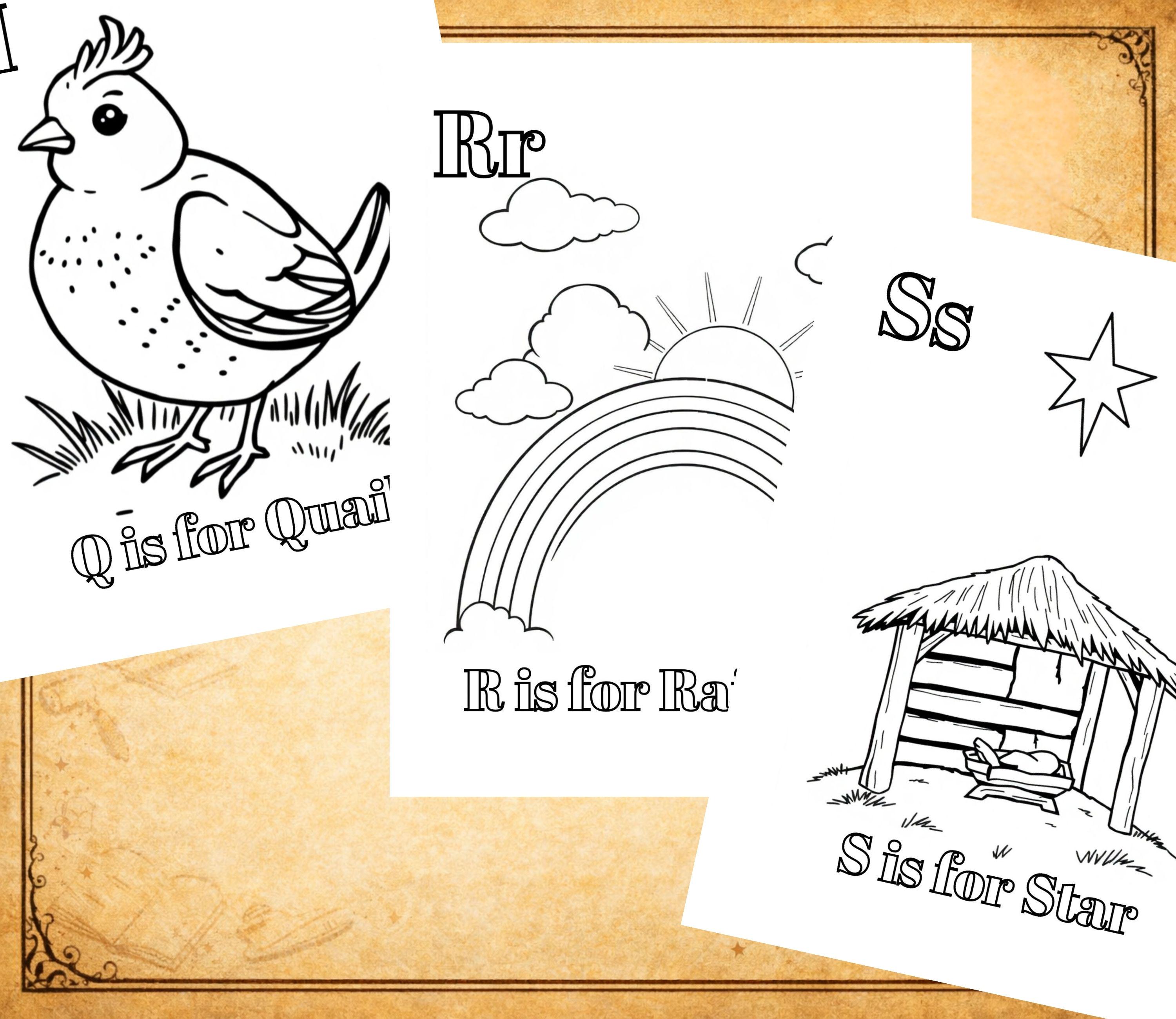 Bible A-Z Coloring Pages for Kids – Christian Alphabet (printable PDF ...