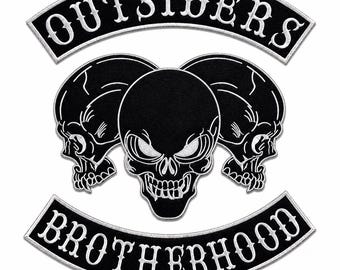 3er-Set gestickte Totenkopf-Motorradaufnäher, Biker-Rückenaufnäher