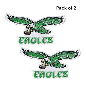 2 Piece Philadelphia Eagles Logo 5"Embroidery Patch Iron On Sew On