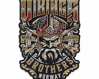 Vikingakrigarbrödernas märke, nordiskt broderi, applikation för norsk bikerjacka
