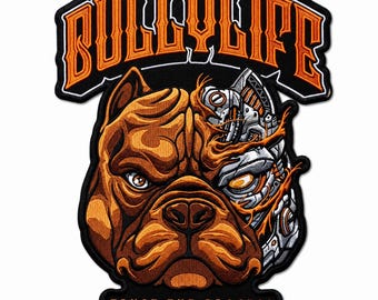 Bulldoggen-Biker-Rückenaufnäher, 30 cm große gestickte Motorradjackenapplikation
