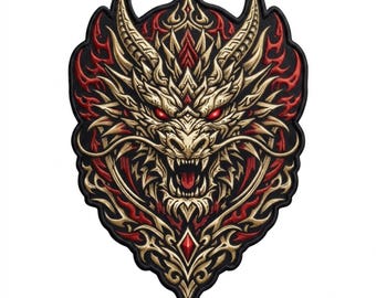 Drachen-Stickaufnäher, 30 cm, japanischer Drachen-Jackenrückenaufnäher, Biker-Aufnäher