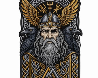 Wikingerkrieger-Raben-Aufnäher, Rückenaufnäher mit nordischer Mythologie, nordischer Jackenaufnäher