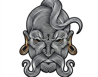 Vintage Wizard Embroidered Back Patch, Magic Beard Design
