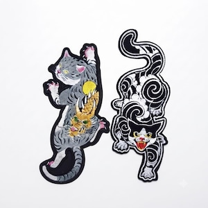 Cat Embroidered Patch Set, 2 Piece Cute Cat Patches, Jacket Backpack Sewing Patches