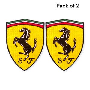 2 PCS - Ferrari Car Racing Embroidery 4" Logo Patches, Iron On/Sew On