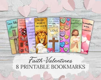 Printable Christian Valentine Gifts, Scripture Bookmarks, Bible Verse, Faith, Encouraging Cards