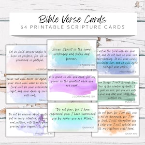 Scripture Cards, Bible Verse Cards, Printable, Christian Affirmation, Inspirational Scripture, Encouraging, Uplifting Bible Quotes, Colorful