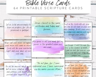 Watercolor Bible Verse Cards, Christian Affirmations (Printable)