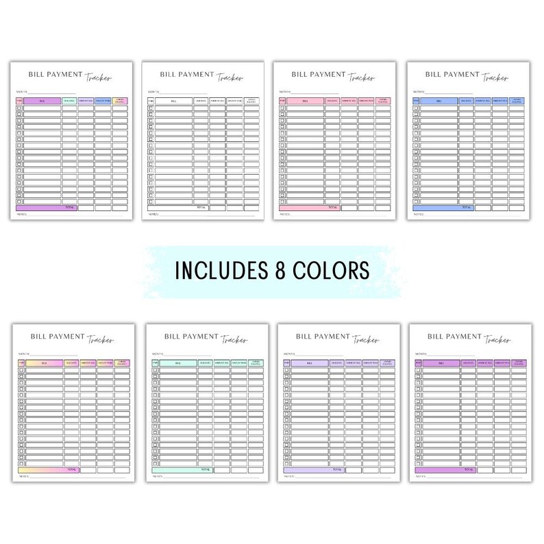 Monthly Bill Payment Tracker: Printable Expense Organizer (PDF Download ...