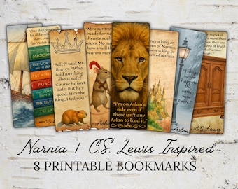 Narnia inspirierte Lesezeichen – C.S.Lewis Zitate | Fantasy Buch-Liebhaber Geschenk | Digitaler Download | Christliche Literatur Dekoration