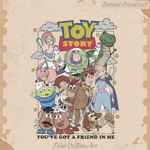 Toy Story Vänner PNG | Du har en vän i mig | Vintage Woody Buzz Jessie Konst, Digital Fil för Sublimering bild 5