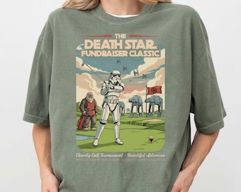 The Death Star Fundraiser Classic PNG | Funny Stormtrooper Golfing | Vintage Star Wars Parody Art, Digital File for Sublimation