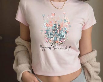 Aquarelle château Disney PNG, l'endroit le plus heureux de la planète, art floral aquatique, ballons Mickey fantaisistes, fichier numérique pour sublimation