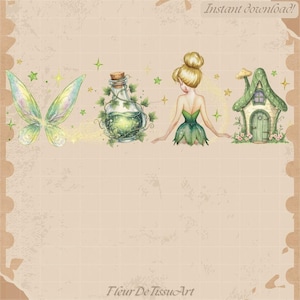 Disney Tingeling Fairy Garden PNG, Tingeling Fairy House PNG, Pixie Dust Magic Bottle, Neverland Sublimering, Digital Fil