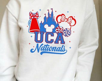 Disney UCA Nationals Png | Viagem para o Campeonato de Cheerleading, Megafone do Castelo do Mickey, Espírito Vermelho e Azul, Arquivo Digital para Sublimação
