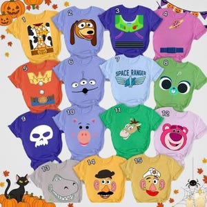 Disney Toy Story Characters Costume Set of 15 PNG, Halloween Group Matching Design, DIY Costume Design, Birthday Party Art, Family Vacation