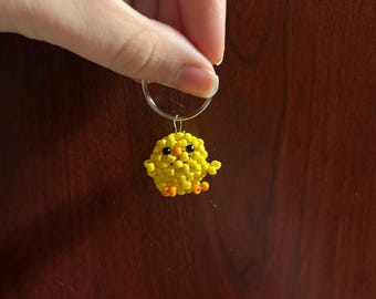 Mini beaded chicken keychain