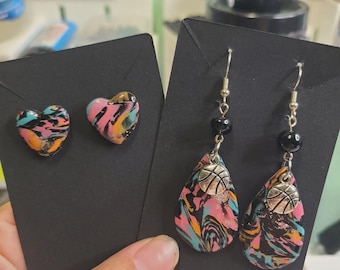 San Antonio Spurs Polymer Clay Basketball Earrings • Handmade • Hypoallergenic Studs & Dangles