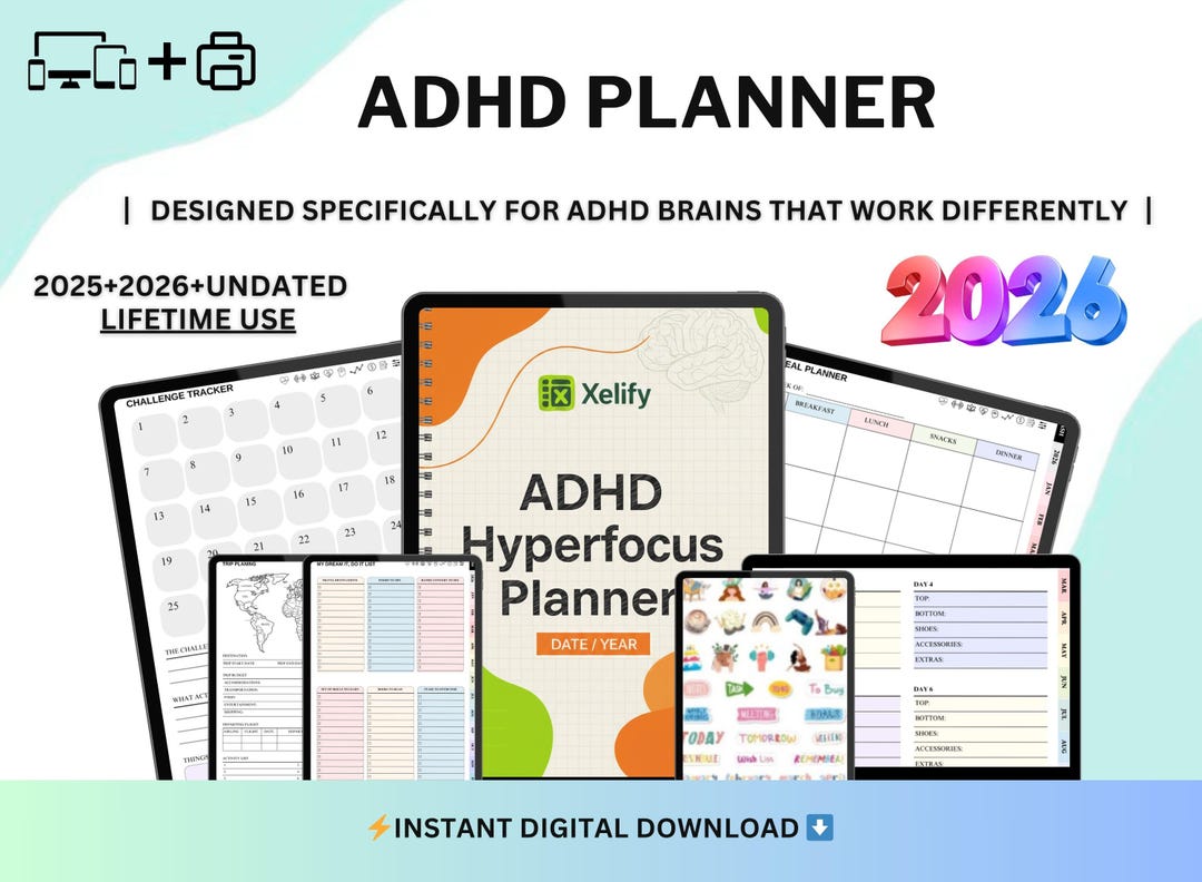 2026 ADHD Digital Planner, Digital Planner, iPad Planner, Goodnotes ...
