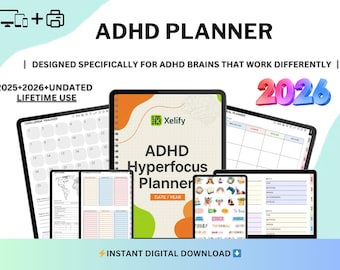 2026 ADHD Digital Planner, Digital Planner, iPad Planner, Goodnotes Planner, Daily Weekly Monthly Planner, Notability Hyperlinked Planner