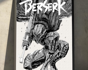 Berserk Guts Anime Manga Poster Art Print, Vintage Retro Minimalist Japanese Wall Decor Artwork, Christmas Gift for Anime Fan