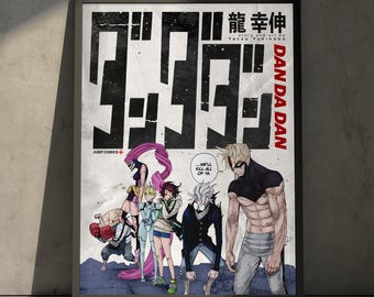 Dandadan Anime Manga Poster Art Print, Okarun Momo Vintage Minimalist Japanische Wand Dekor Kunstwerk, Geburtstagsgeschenk für Anime Fan