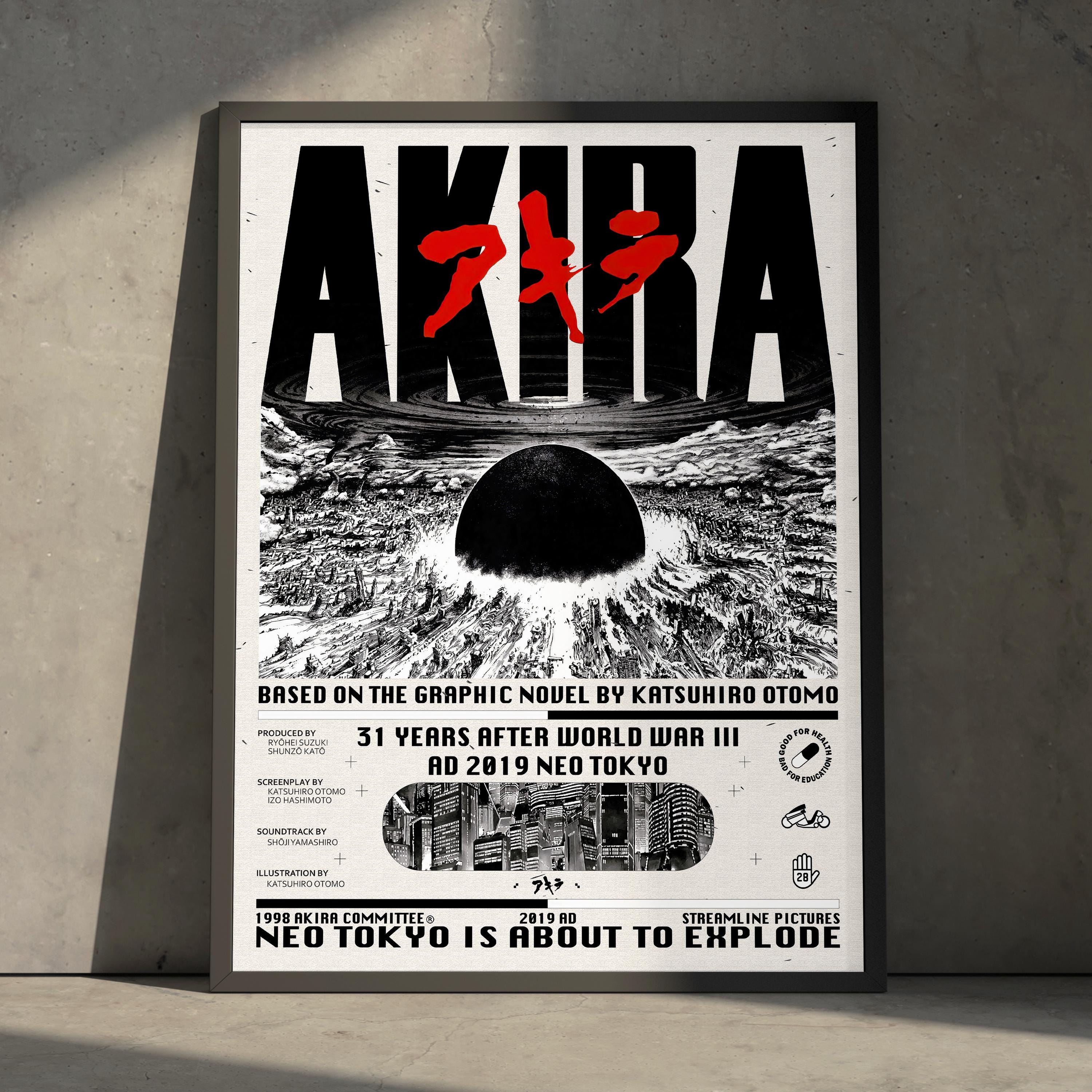 Akira Anime Manga 90s Movie Poster Art Print, Vintage Minimalist