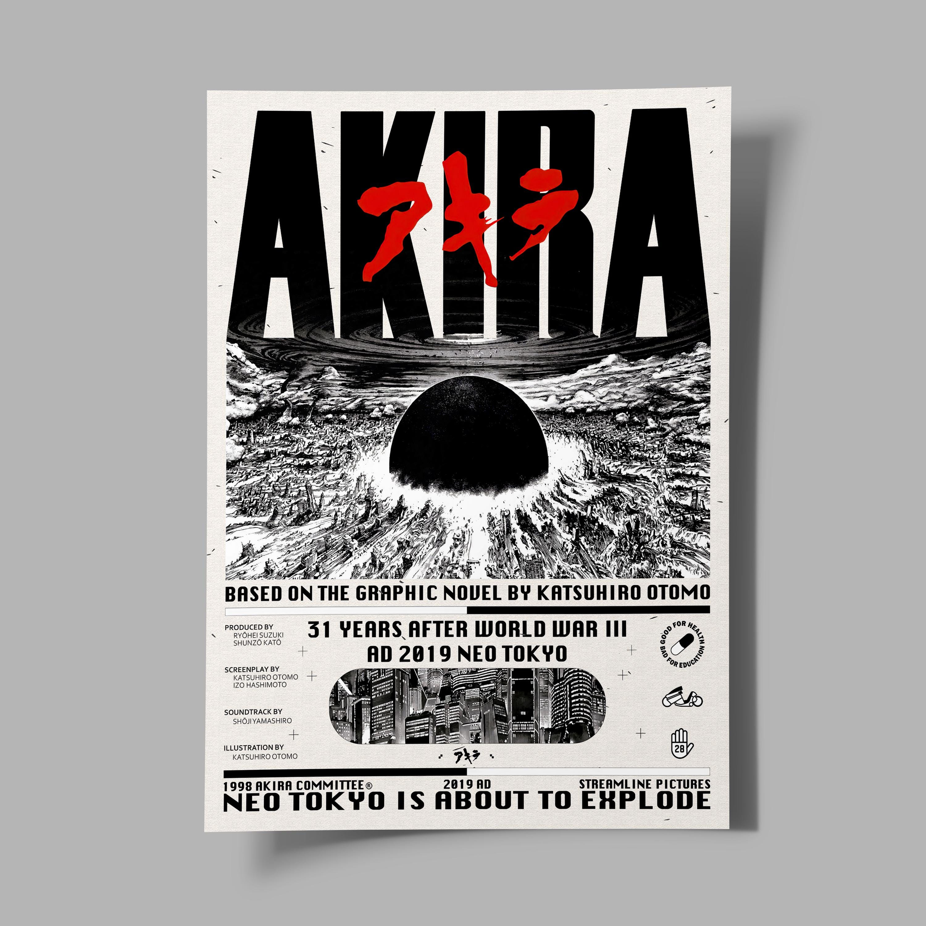 Akira Anime Manga 90s Movie Poster Art Print, Vintage Minimalist