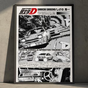 Póster de anime y manga Initial D, lámina artística, decoración de pared japonesa minimalista vintage, regalo de cumpleaños para fans del anime.