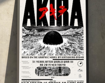 Akira Anime Manga 90s Movie Poster Art Print, Vintage Minimalist Japanese Wall Decor Artwork, Christmas Gift for Anime Fan