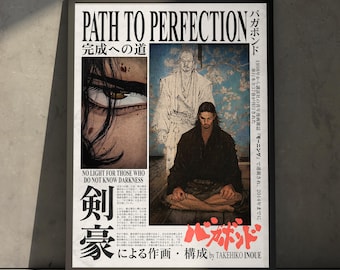 Vagabond Anime Manga Poster Art Print, Miyamoto Musashi Vintage Japanese Wall Decor Artwork, Birthday Gift for Anime Fan