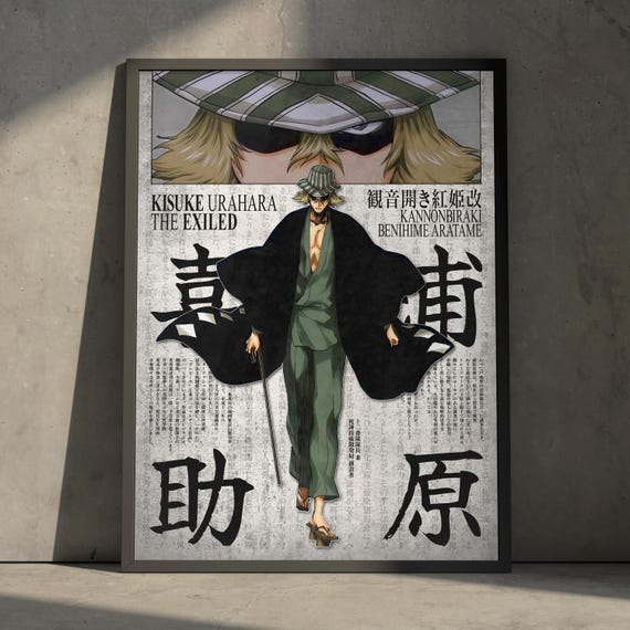 Bleach Kisuke Urahara Anime Manga Poster Art Print, Vintage Minimalist Japanese Wall Decor Artwork, Birthday Gift for Anime Fan