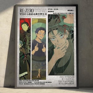 Re:Zero Anime-Poster, Kunstdruck mit Natsuki Subaru im Vintage-Stil, minimalistisches japanisches Wanddekor, Weihnachtsgeschenk für Anime-Fans