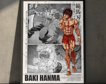 Baki Hanma Anime Manga Poster Art Print, The Grappler Vintage Minimalist Japanese Wall Decor Artwork, Birthday Gift for Anime Fan
