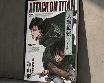 進撃の巨人アニメマンガポスターアートプリント、AoTリヴァイミカサ