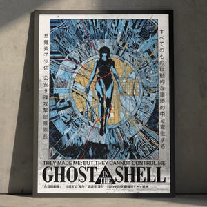 Ghost in the Shell Anime Manga 90s Movie Poster Art Print, Vintage Minimalist Japanese Wall Decor Artwork, Birthday Gift for Anime Fan