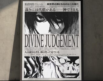 Death Note Anime Manga Poster Art Print, Light Ryuk Vintage Minimalist Japanese Wall Decor Artwork, Birthday Gift for Anime Fan