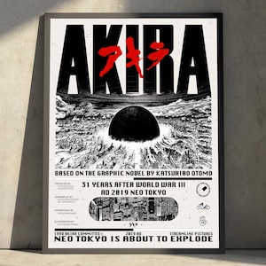 Akira Anime Manga 90s Movie Poster Art Print, Vintage Minimalist Japanese Wall Decor Artwork, Christmas Gift for Anime Fan