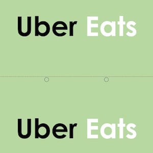 Peut inclure: Fond vert clair avec les mots "Uber Eats" en noir et blanc. Le mot "Uber" est en noir et "Eats" est en blanc. La conception est répétée deux fois.