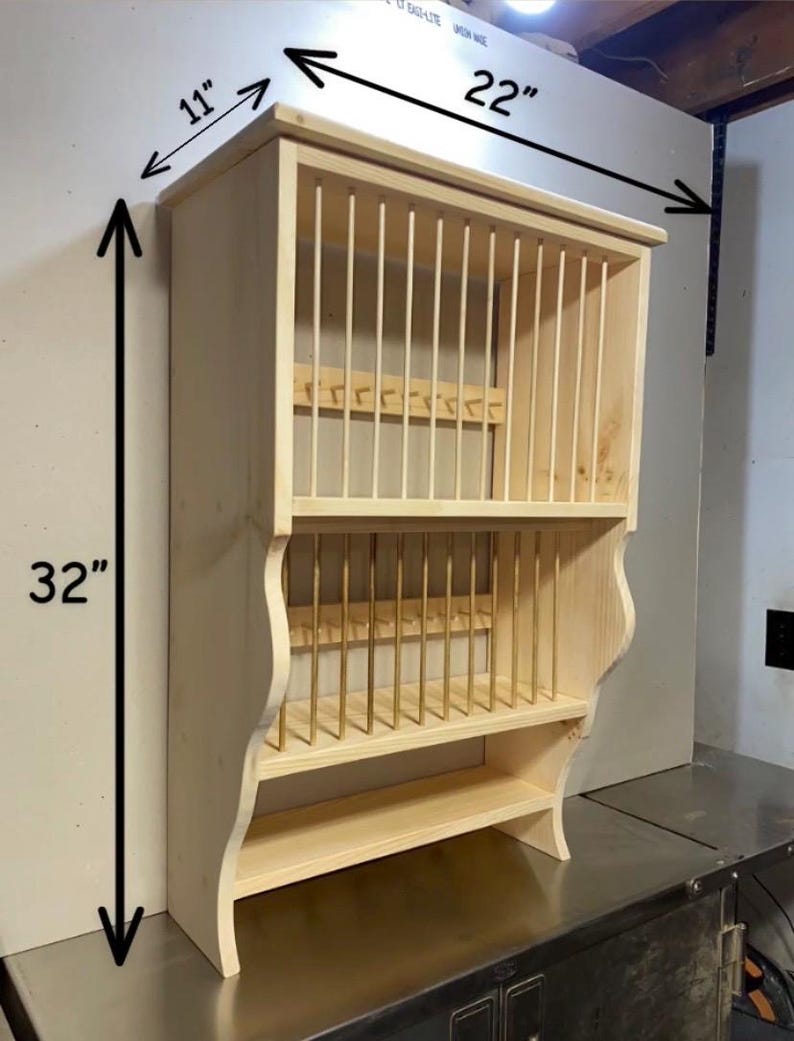 Handmade Solid Pine Dish Rack – Rustic Farmhouse Kitchen Shelf - Etsy