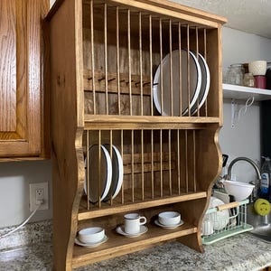 Handmade Solid Pine Dish Rack – Rustic Farmhouse Kitchen Shelf