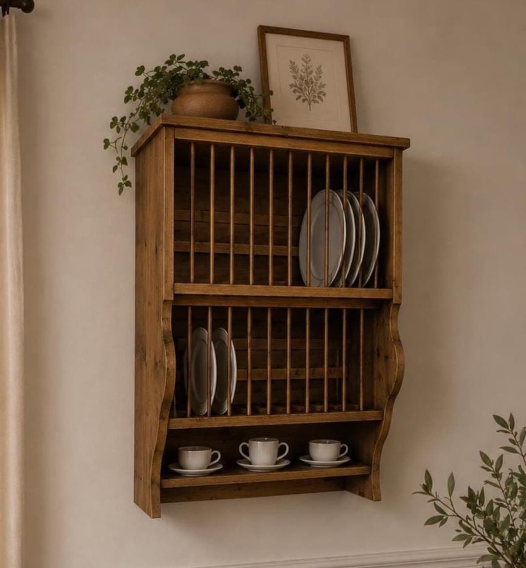 食器水切りラック　Rustic finish Dish Rack Handmade Solid Pine Dish Rack – Rustic Farmhouse Kitchen Shelf - Etsy
