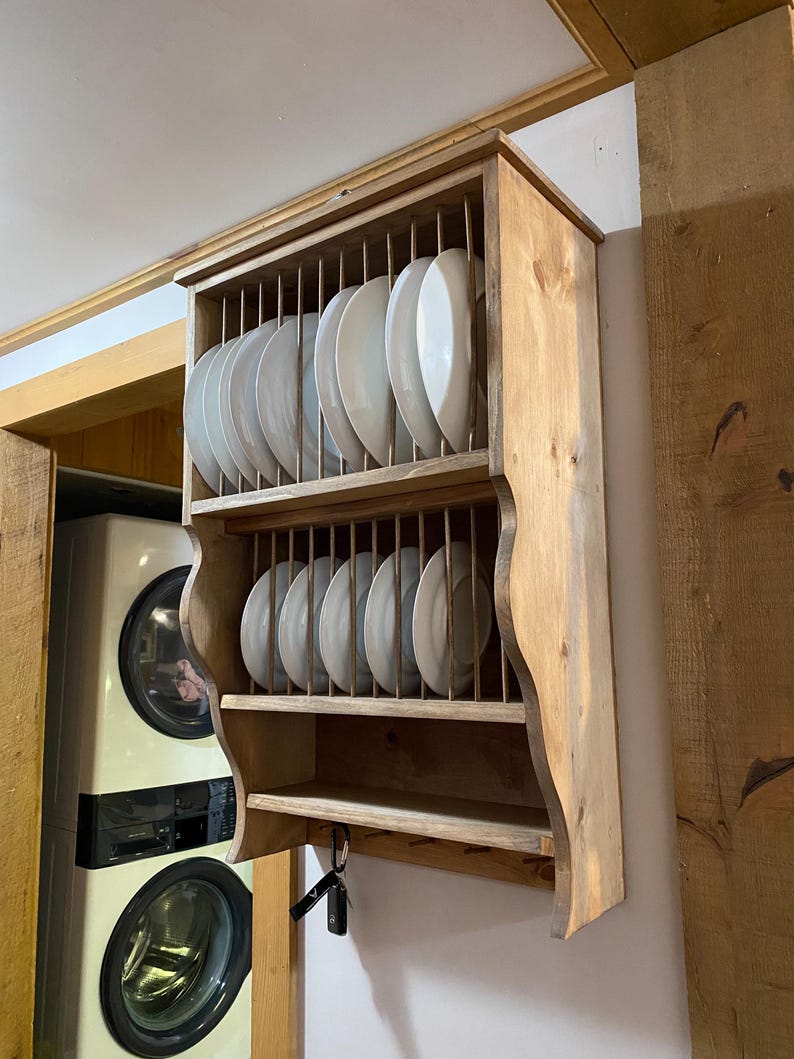 Handmade Solid Pine Dish Rack – Rustic Farmhouse Kitchen Shelf - Etsy