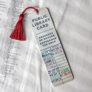 Segnalibro vintage con tessera della biblioteca, regalo per amanti dei libri con nappa, segnalibro in metallo con data di scadenza