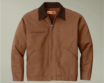 Chaqueta de trabajo de tela de pato: cuello de pana de algodón, abrigo resistente para exteriores